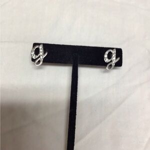 Elegant Silver & Crystal Initial ‘g’ Earrings